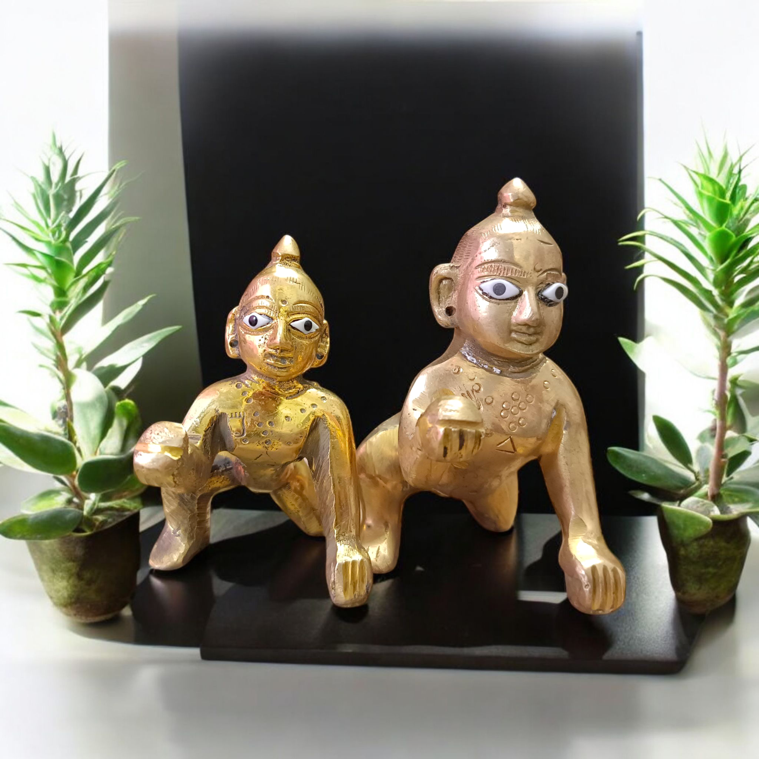 Handcrafted Brass Laddu Gopal Idol in Sitting Pose – Available in Sizes 0 to 6