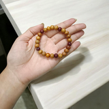 Handcrafted White and Red Sandalwood Bracelet with 8mm beads, stretchable, lab certified, ideal for meditation and daily spiritual use
