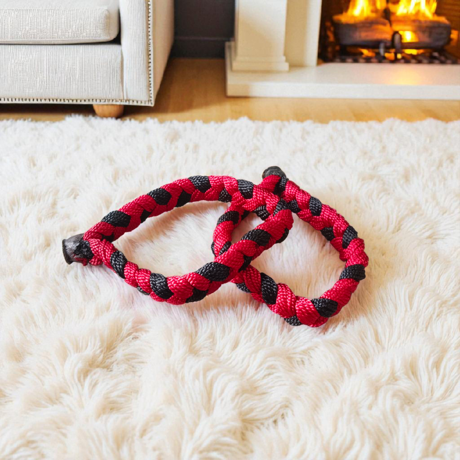 Handmade red and black cotton bracelet threads for men and women, symbolizing protection and style, set of 2 by Gurupujan