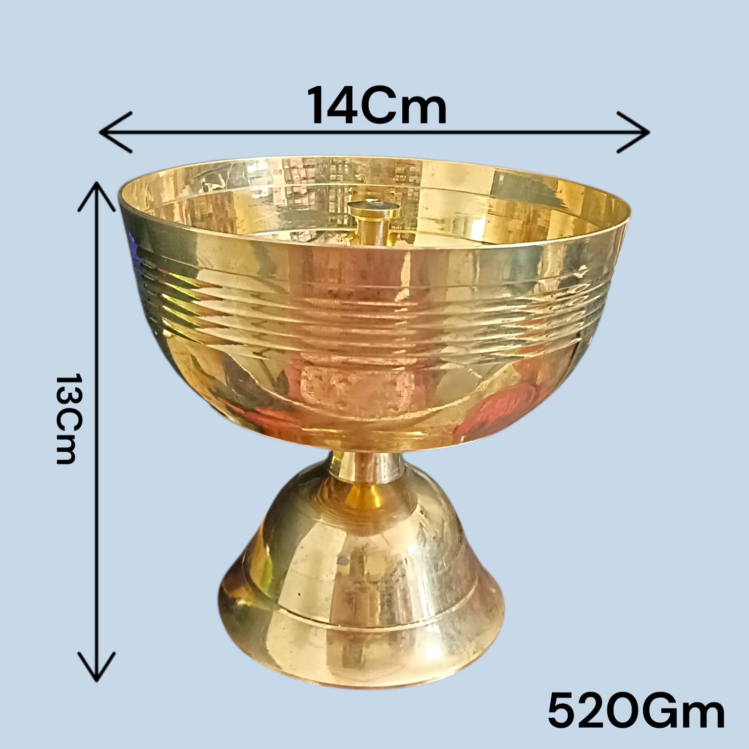 Heavy Brass Akhand Jyot Diya 520GM for Puja Temple Worship Aarti Spiritual Lamp