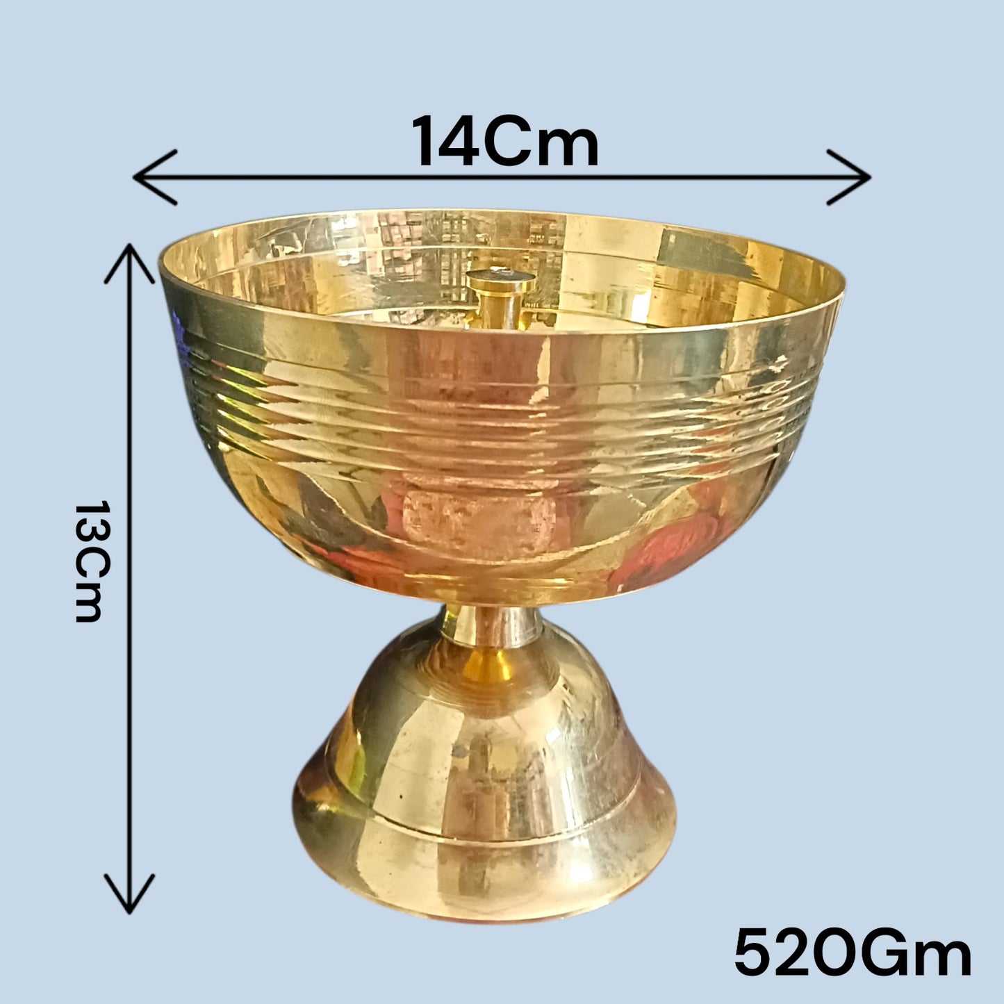 Heavy Brass Akhand Jyot Diya 520GM for Puja Temple Worship Aarti Spiritual Lamp