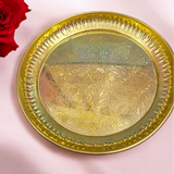 Heavy Brass Plate for Pooja with a shiny finish, ideal for holding idols, lamps, and religious offerings during pooja ceremonies.