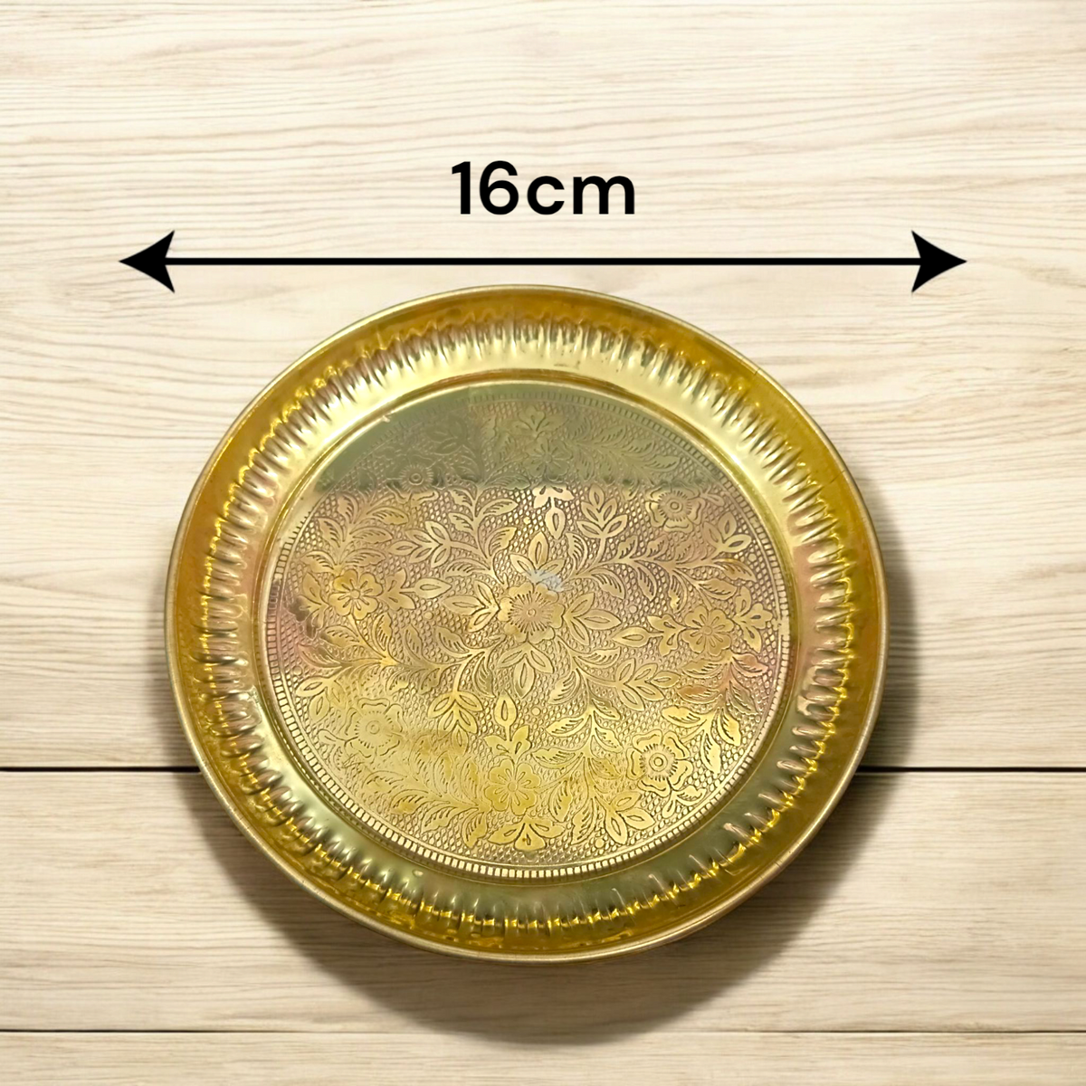 Heavy Brass Plate for Pooja with a shiny finish, ideal for holding idols, lamps, and religious offerings during pooja ceremonies.