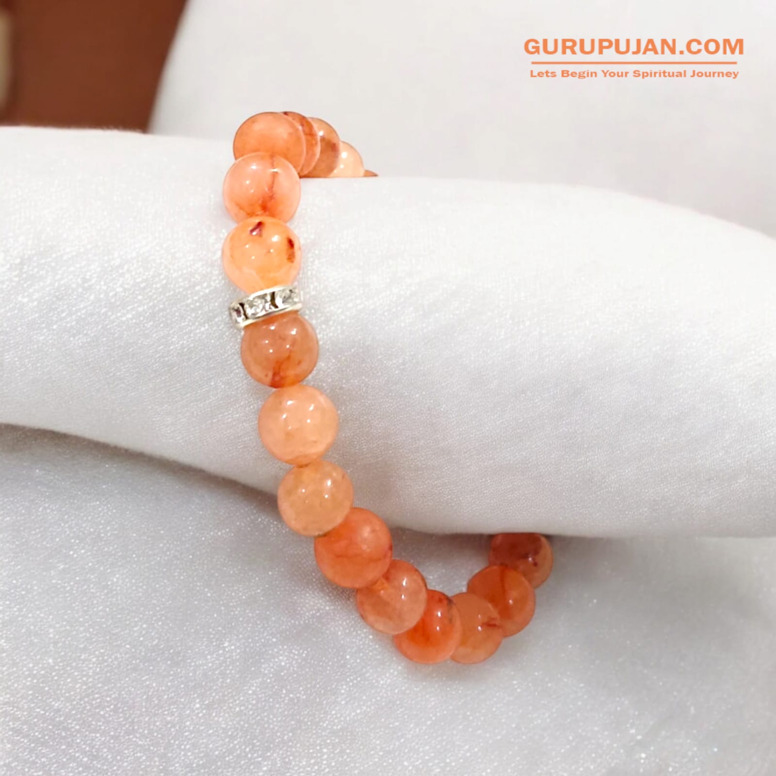 Hessonite (Rahu Ka) Bracelet made with natural 8MM Gomed beads, lab certified, stretchable design, promoting clarity, confidence, and Rahu Dosha remedies