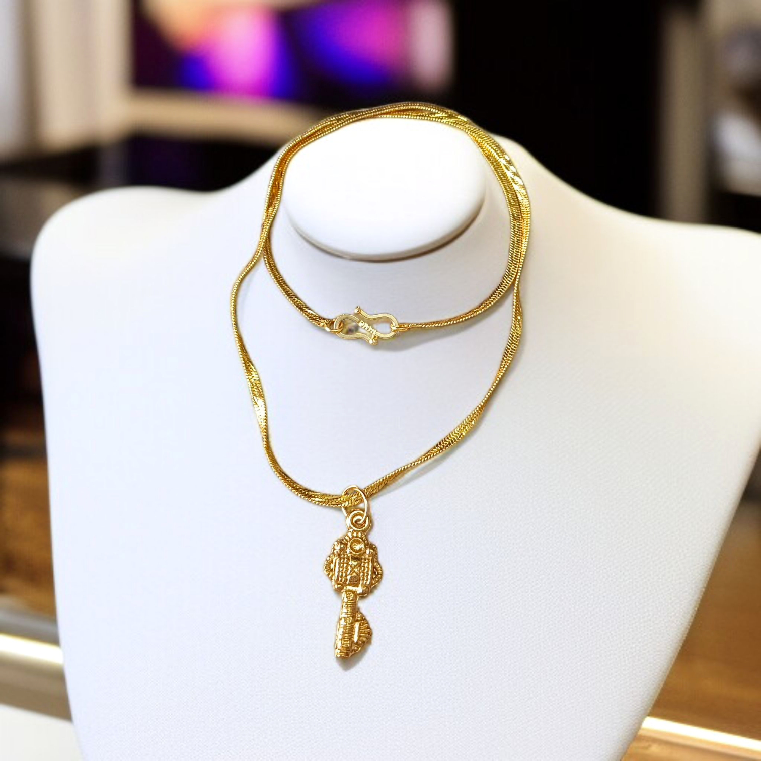 Kuber Kunji Locket with Gold-Plated Chain, Spiritual Jewelry for Wealth and Prosperity