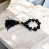 Image of Natural Black Rudraksha Mala 9+1 Beads with 5 Mukhi 7-8mm Lab Certified Beads for Meditation and Spiritual Healing