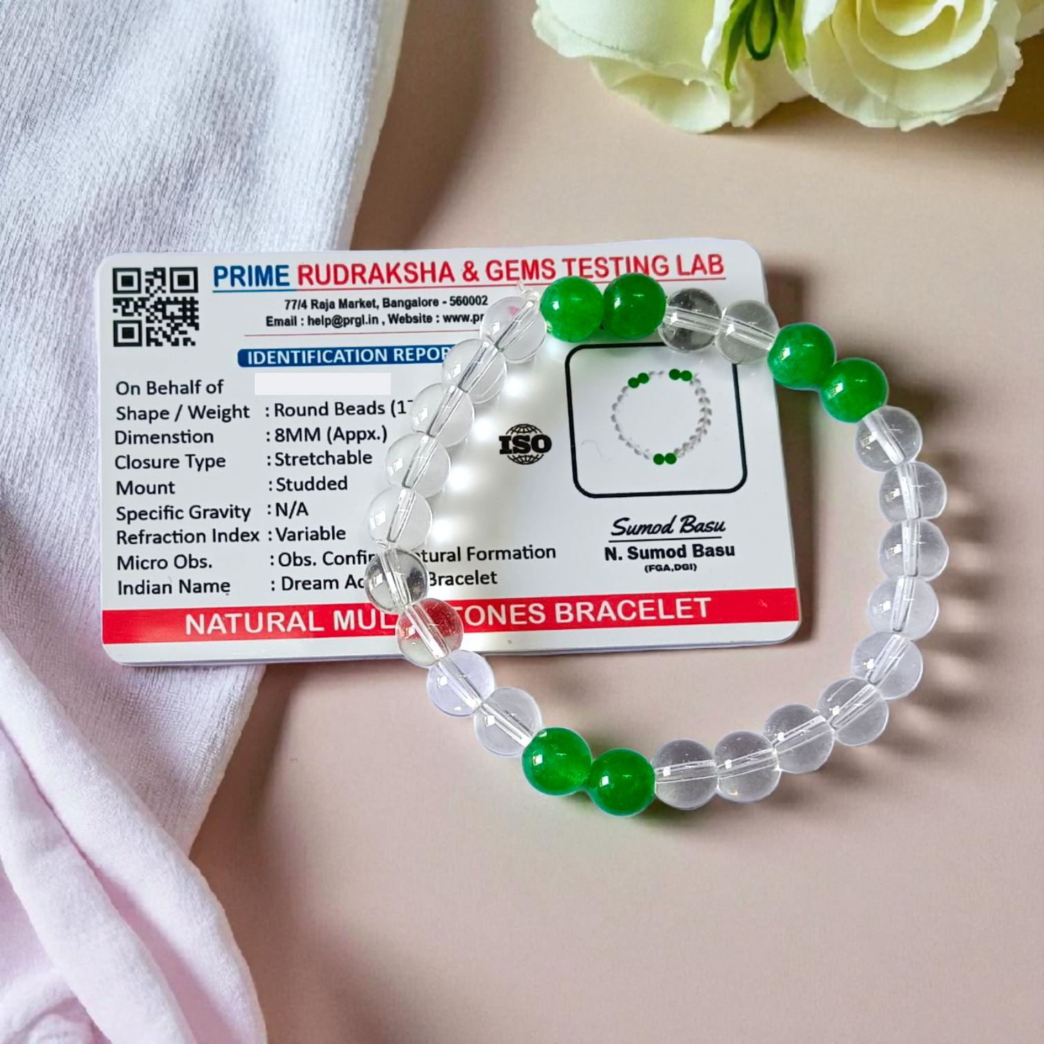 Image of Dream Achiever Bracelet made with 8mm natural gemstone beads and stretchable band, used for manifesting success and prosperity