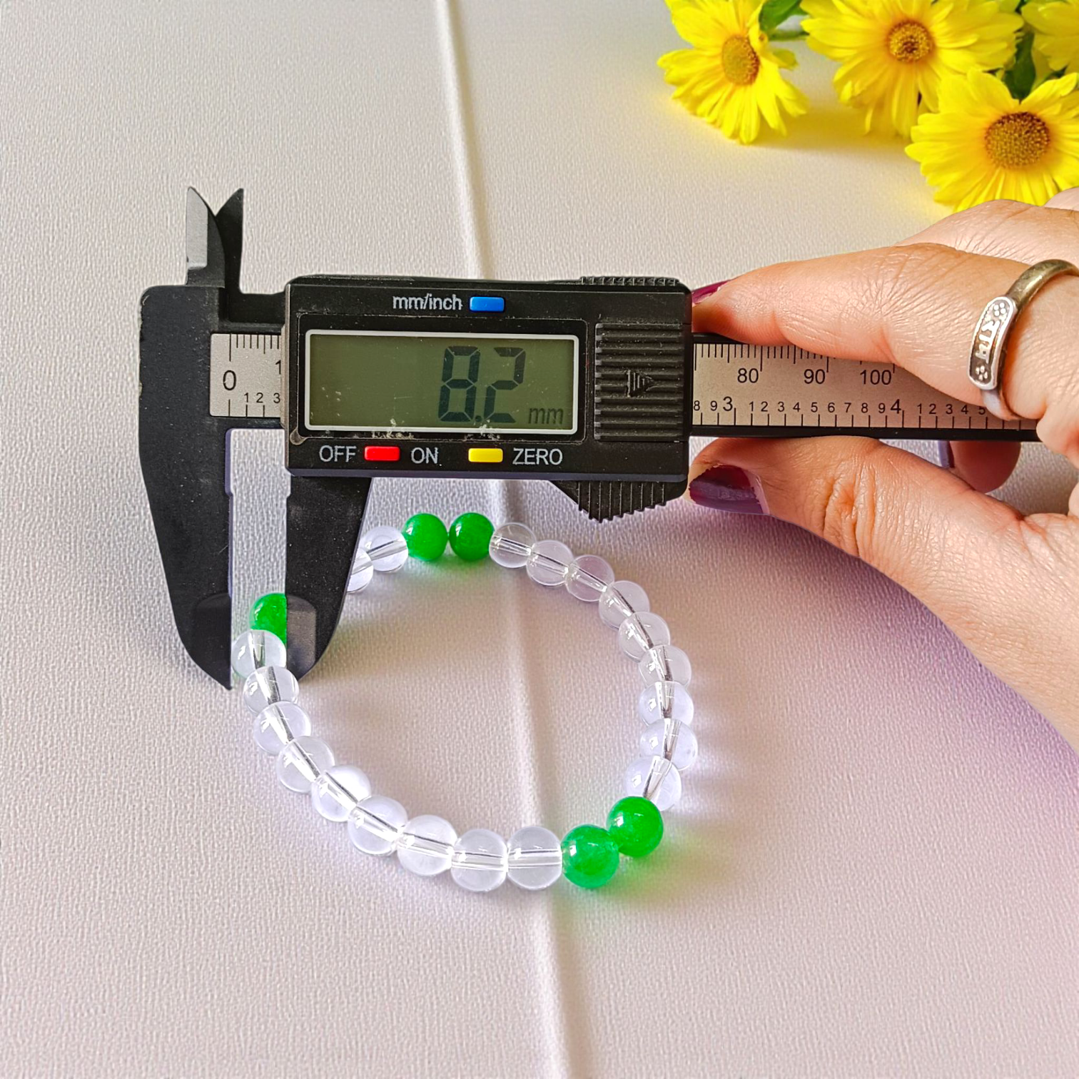 Image of Dream Achiever Bracelet made with 8mm natural gemstone beads and stretchable band, used for manifesting success and prosperity