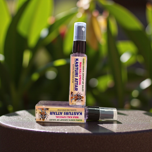 Image of Kasturi Attar 25ml bottle – Maa Kali Special Alcohol-Free Spray Attar with natural long-lasting fragrance by Gurupujan