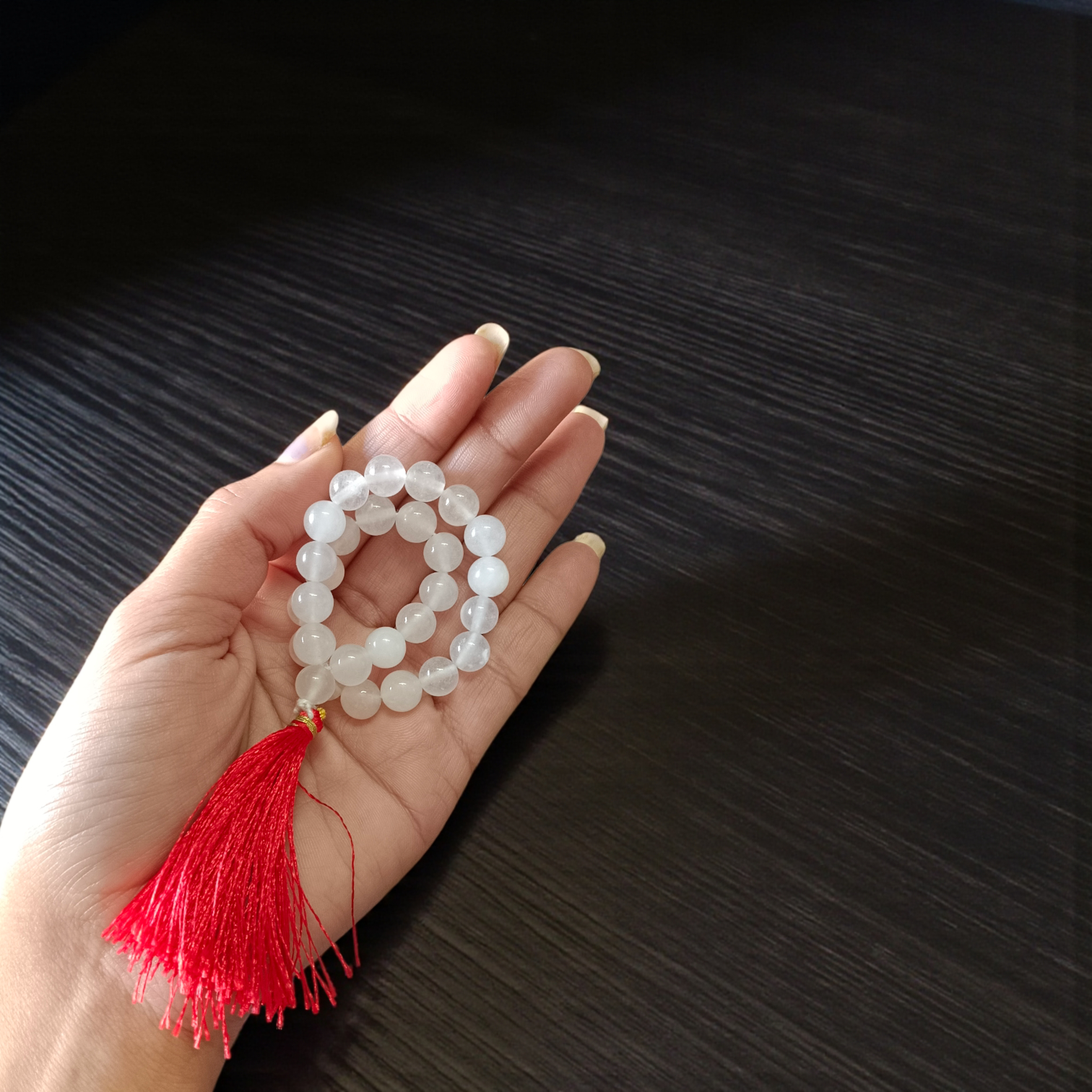 Image of Lab Certified 108+1 Beads Crystal Mala (Sphatik Mala) – 8mm, AAA Quality, used for meditation and emotional calm