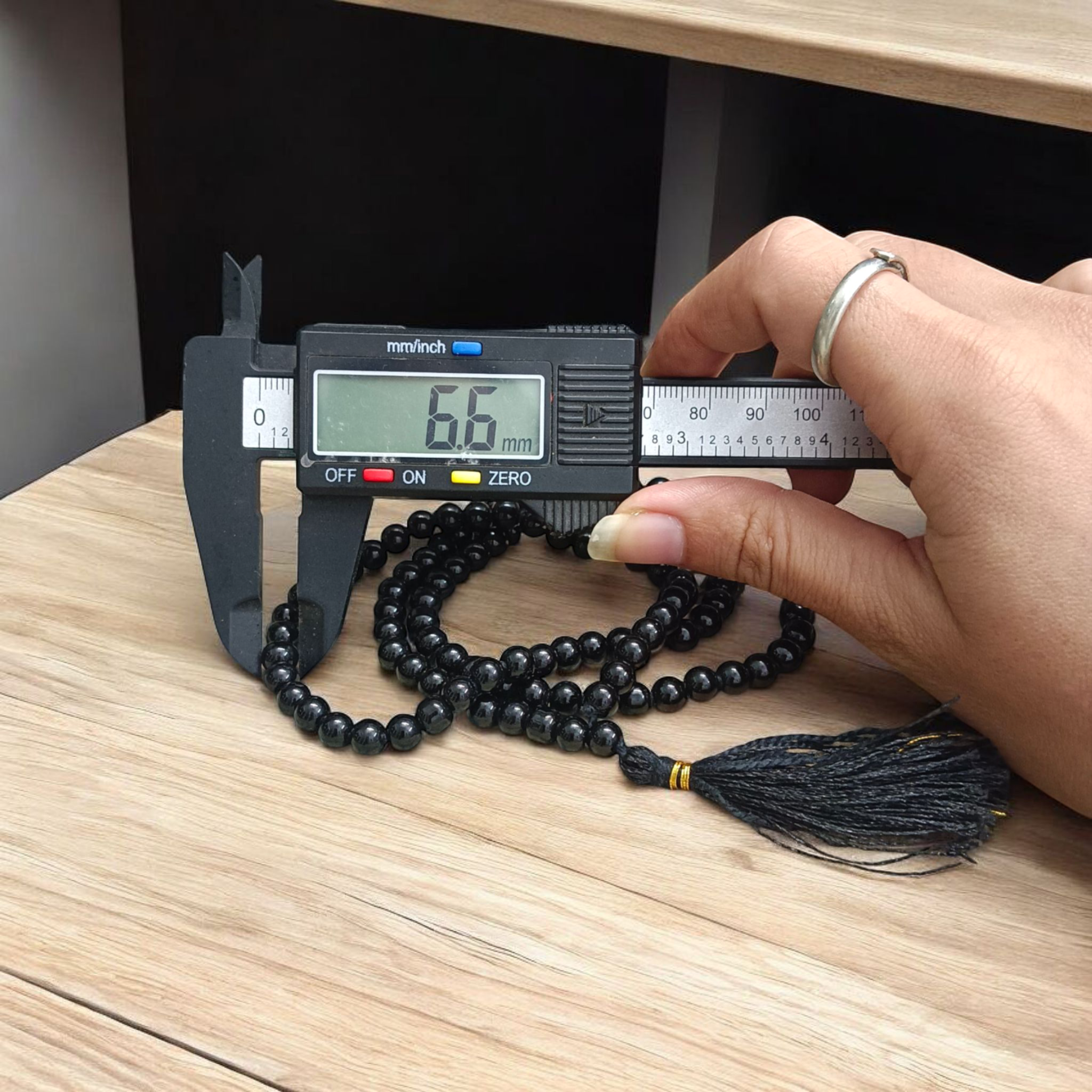 Image of Lab Certified Black Hakik Mala with 108+1 beads (6MM) for spiritual protection and meditation from Gurupujan

