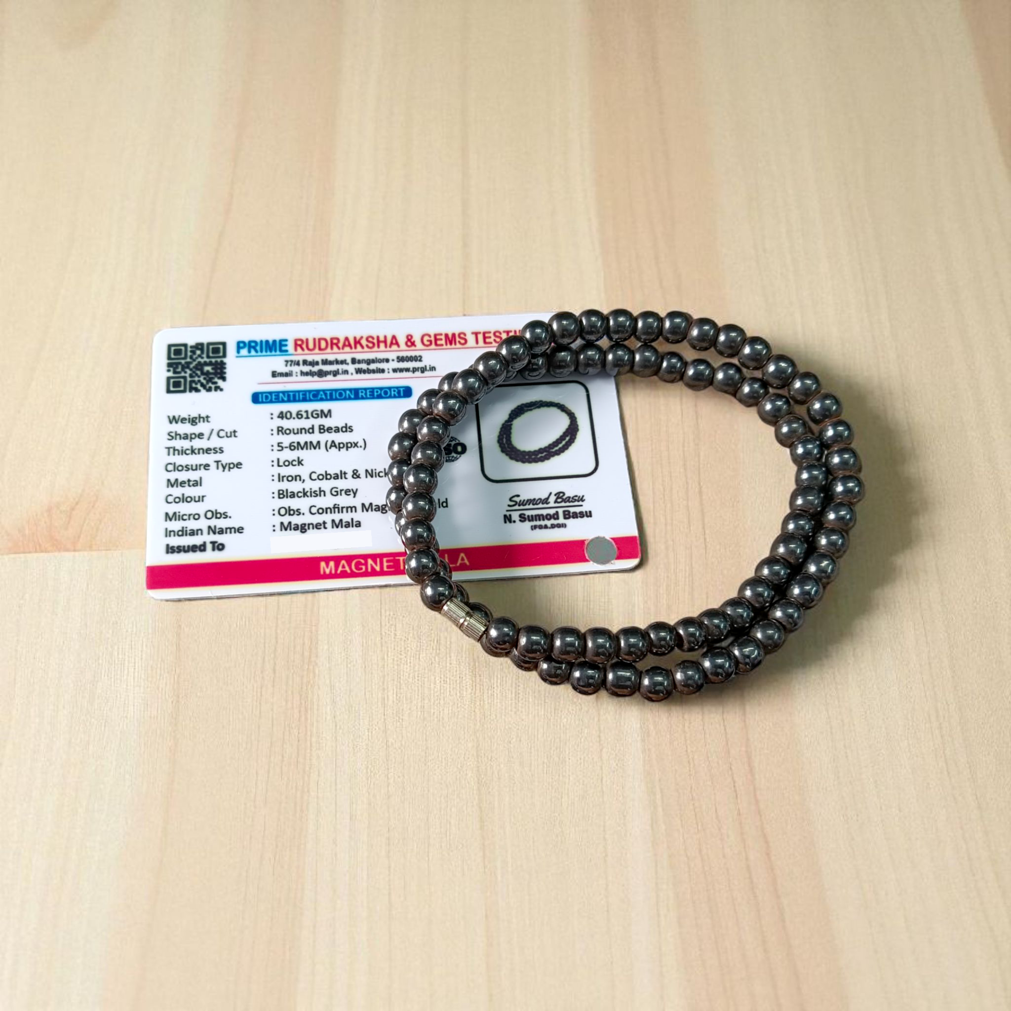 Image of Magnetic Mala made with certified magnetic beads for enhancing health, improving blood circulation, and supporting energy balance