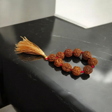Image of Natural 5 Mukhi Rudraksha Finger Mala with 9+1 Beads of 8mm size, Lab Certified, ideal for meditation, chanting, puja, and healing