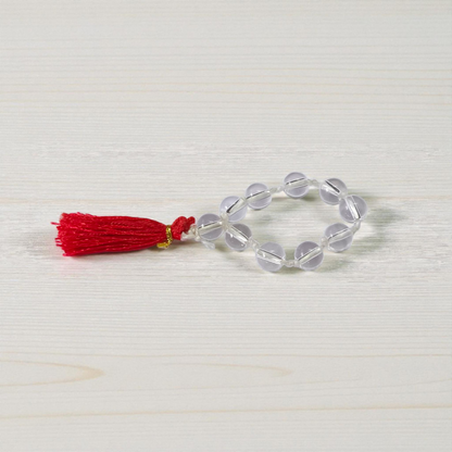 Image of Natural Rock Crystal (Sphatik) Finger Mala with 9+1 Transparent Beads of 7–8mm size, Lab Certified, used for meditation, chanting, and healing
