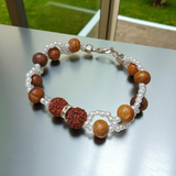 Image of Natural Rudraksha and Sandalwood Bracelet with lab-certified beads, used for energy balancing, protection, and spiritual well-being