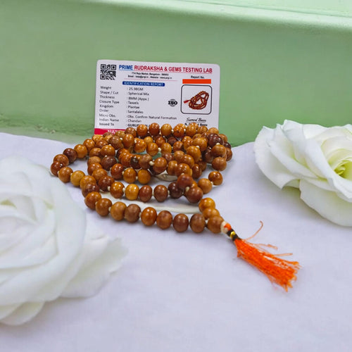 Natural Safed Chandan Mala (White Sandalwood) Lab Certified