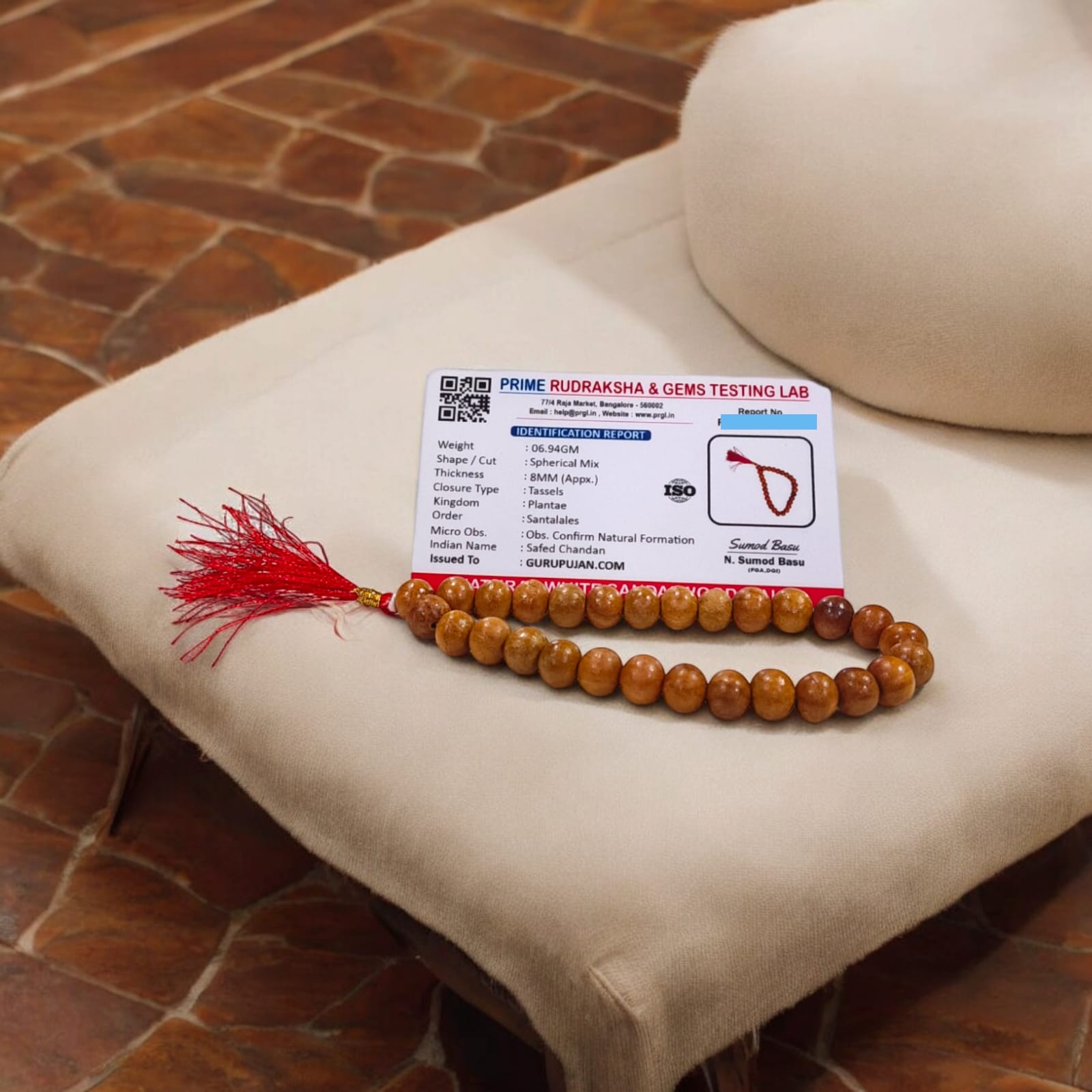 Image of Natural Safed Chandan Mala (White Sandalwood Beads) – Premium Quality, Lab Certified, 108+1 and 27+1 Variants Available