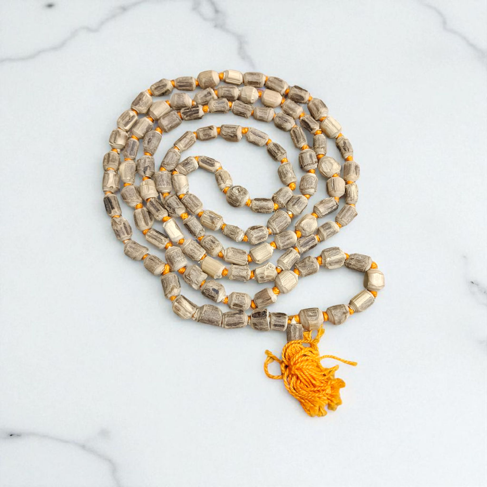 Image of Natural Tulsi Kantha Mala with Big Beads, ideal for meditation, japa, and spiritual prayer