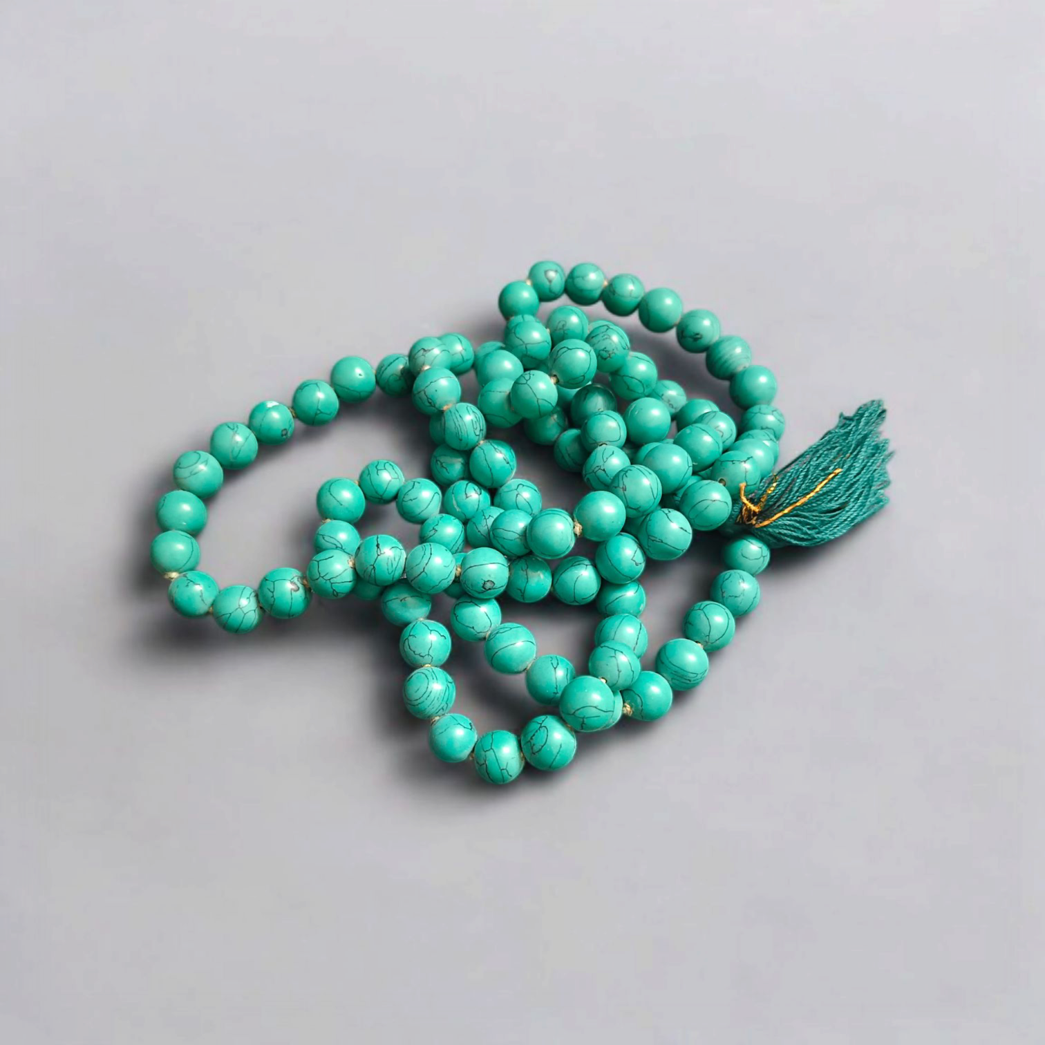 Image of Turquoise Mala - Natural Firoza 8MM Wrist Mala with lab certification from GuruPujan

