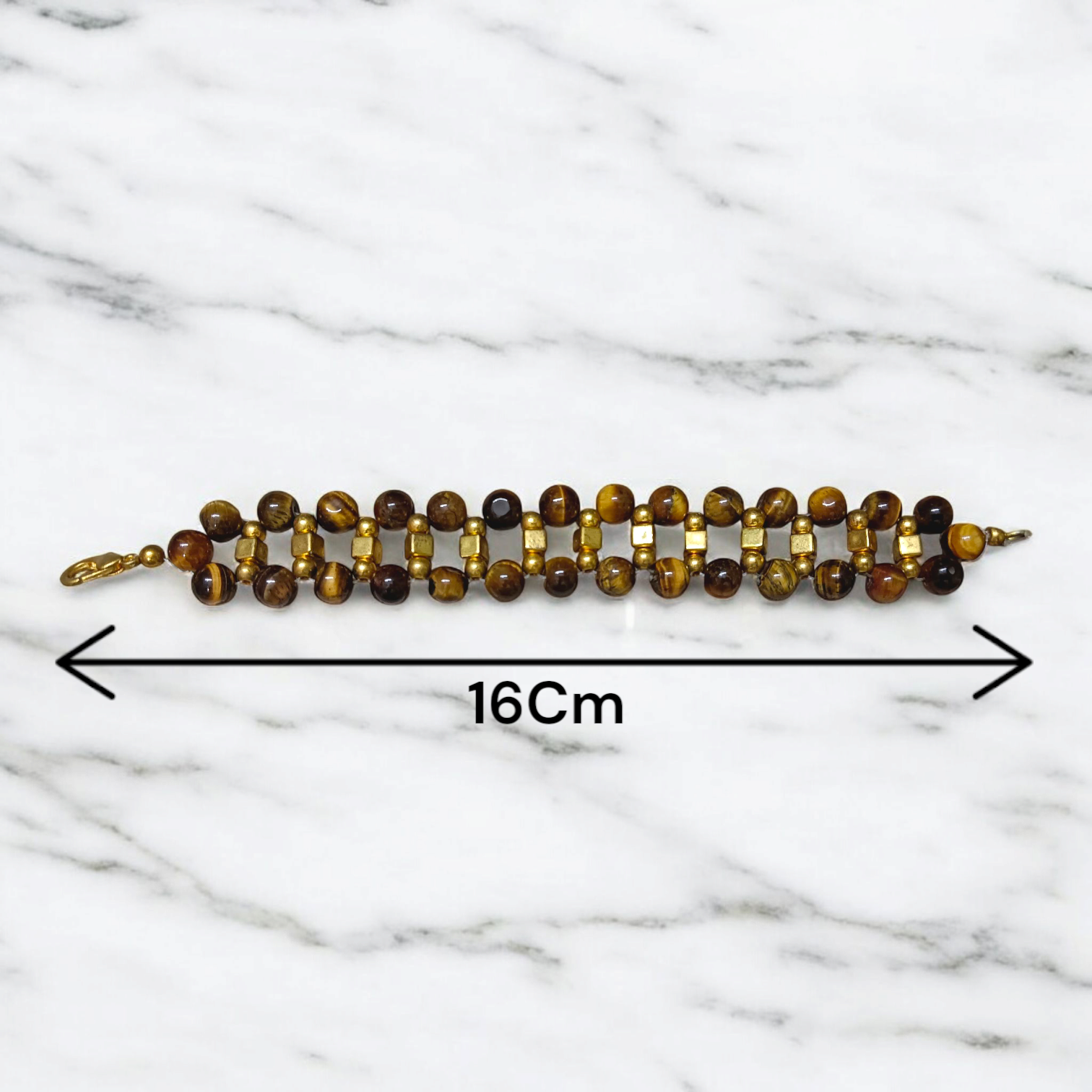 Image of a Natural Tiger Eye Bracelet made with polished 7mm lab-certified beads, designed for attracting good luck, wealth, and spiritual protection