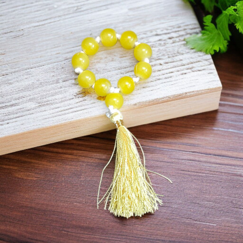Natural Yellow Agate Finger Mala 9+1 Beads  | Lab Certified | Meditation & Healing