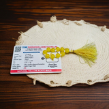 Image of a Natural Yellow Agate Finger Mala with 9+1 lab-certified yellow Hakik beads, beautifully handcrafted for meditation and healing
