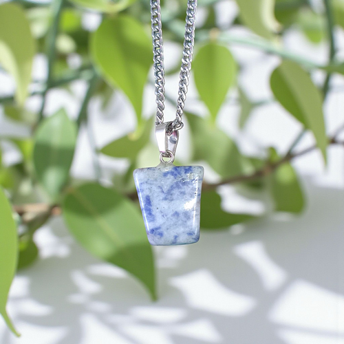 Lapis Lazuli Pendant with White Metal Chain for Women & Men | Lab Certified | Gurupujan