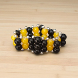 Image of a lab-certified Black Agate and Yellow Agate Bracelet with 8mm beads, designed for emotional healing, mental clarity, and daily wear