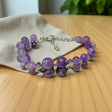 Image of a lab-certified Natural Amethyst Bracelet with polished 8mm beads, designed for emotional healing, sleep improvement, and spiritual protection