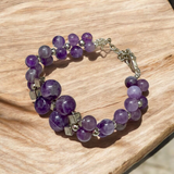 Image of a lab-certified Natural Amethyst Bracelet with polished 8mm beads, designed for emotional healing, sleep improvement, and spiritual protection