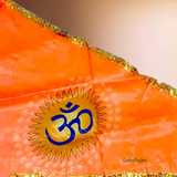 Image of the Om Flag, featuring the Aum symbol on a vibrant orange Bhagwa Jhanda, perfect for spiritual protection and positivity.