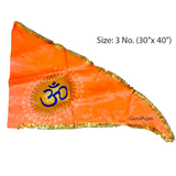 Image of the Om Flag, featuring the Aum symbol on a vibrant orange Bhagwa Jhanda, perfect for spiritual protection and positivity.