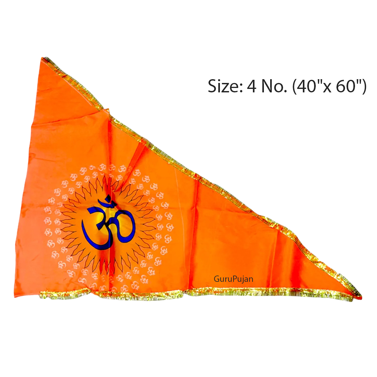 Image of the Om Flag, featuring the Aum symbol on a vibrant orange Bhagwa Jhanda, perfect for spiritual protection and positivity.