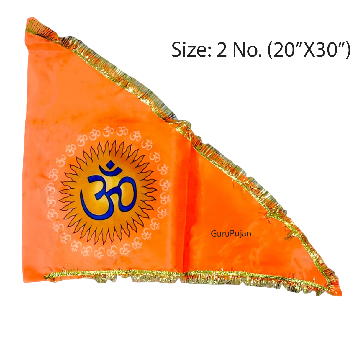 Image of the Om Flag, featuring the Aum symbol on a vibrant orange Bhagwa Jhanda, perfect for spiritual protection and positivity.