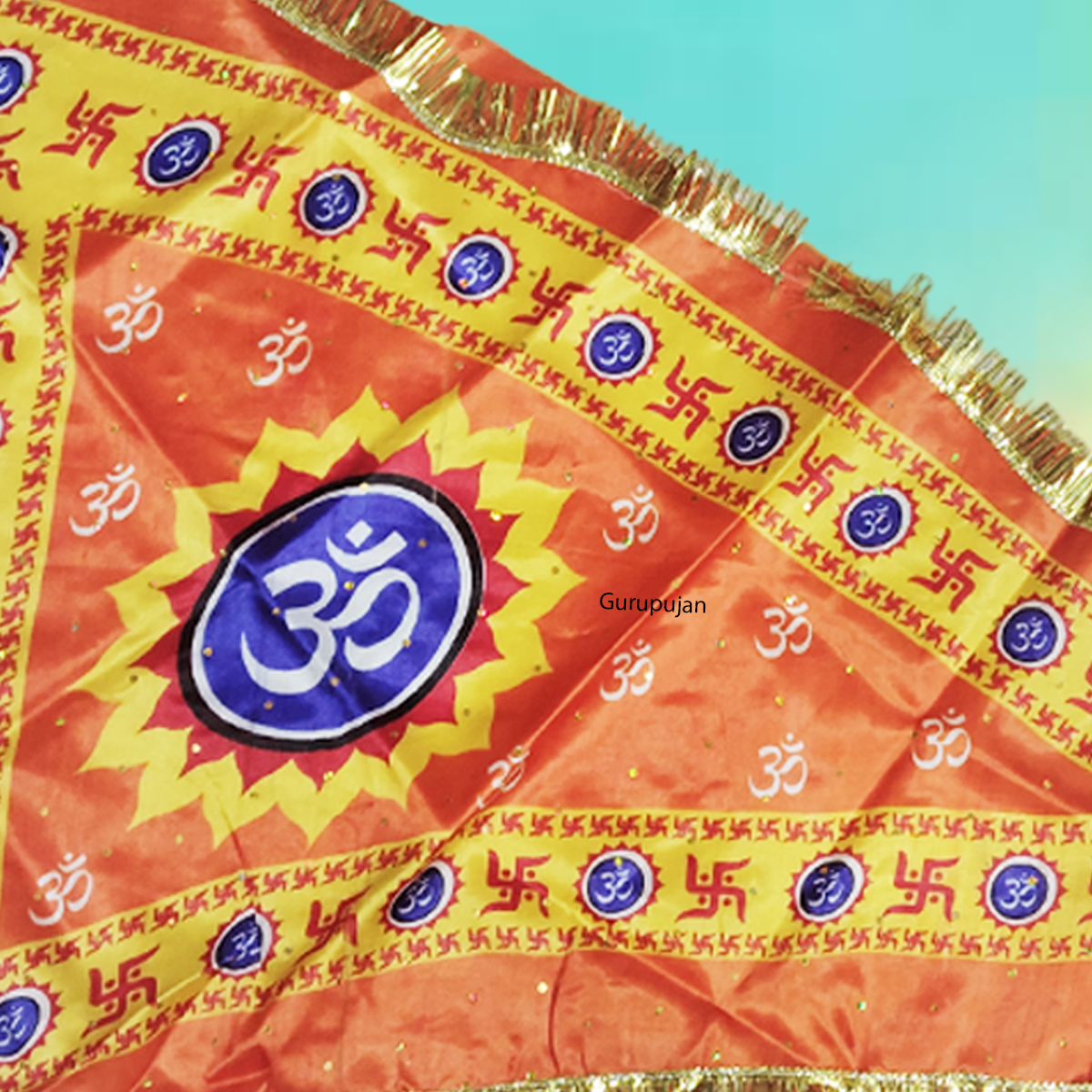 Image of the Om Jhanda (Aum Flag) featuring the sacred Om symbol on a vibrant orange Bhagwa Jhanda, designed for Lord Shiva worship and spiritual protection