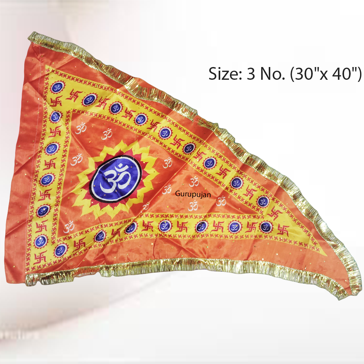 Image of the Om Jhanda (Aum Flag) featuring the sacred Om symbol on a vibrant orange Bhagwa Jhanda, designed for Lord Shiva worship and spiritual protection