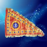 Image of the Om Jhanda (Aum Flag) featuring the sacred Om symbol on a vibrant orange Bhagwa Jhanda, designed for Lord Shiva worship and spiritual protection
