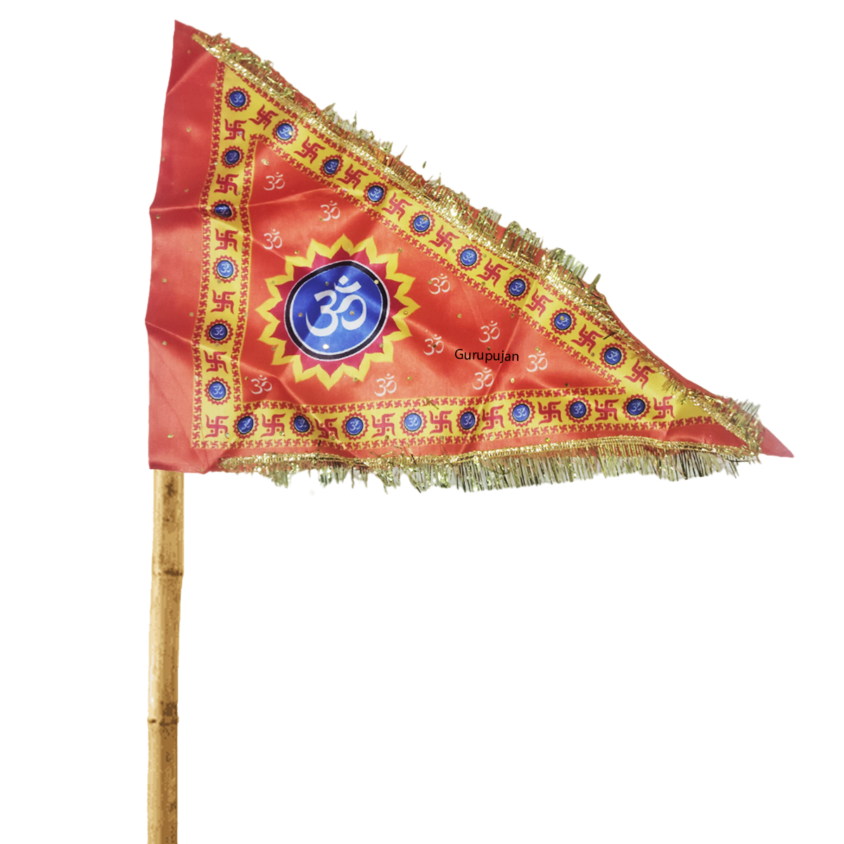 Image of the Om Jhanda (Aum Flag) featuring the sacred Om symbol on a vibrant orange Bhagwa Jhanda, designed for Lord Shiva worship and spiritual protection
