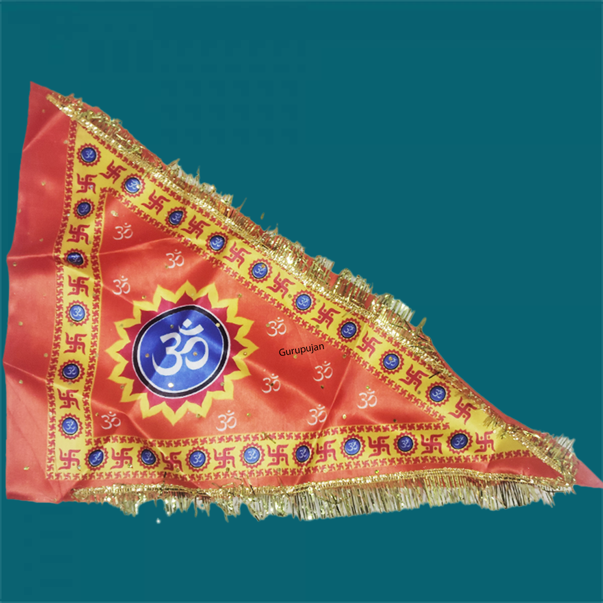 Image of the Om Jhanda (Aum Flag) featuring the sacred Om symbol on a vibrant orange Bhagwa Jhanda, designed for Lord Shiva worship and spiritual protection