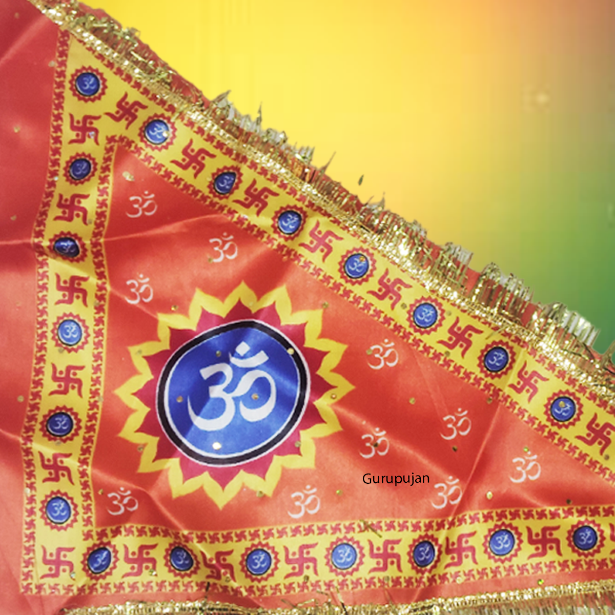 Image of the Om Jhanda (Aum Flag) featuring the sacred Om symbol on a vibrant orange Bhagwa Jhanda, designed for Lord Shiva worship and spiritual protection