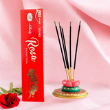 Image showing a pack of Rose Incense Sticks in an economy pack with a free gift inside, showcasing the calming rose fragrance for relaxation and spiritual practices.