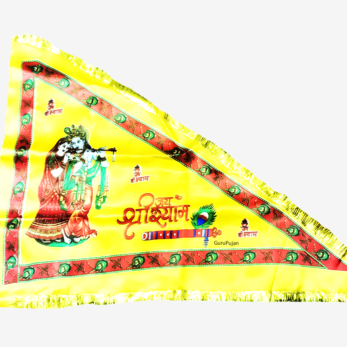 Jai Shree Shyam Flag made of Pure Satin for worship and temple decoration