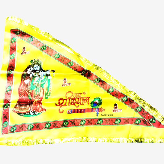 Jai Shree Shyam Flag made of Pure Satin for worship and temple decoration