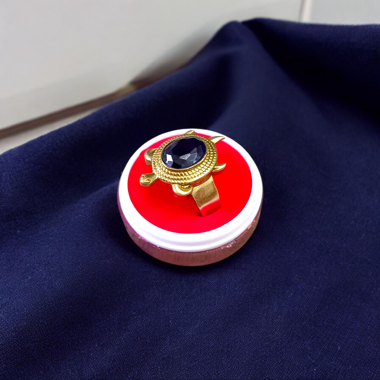 Kachua Black Hakik Ring - Adjustable Black Agate Gemstone Ring in Ashtdhatu for Men and Women