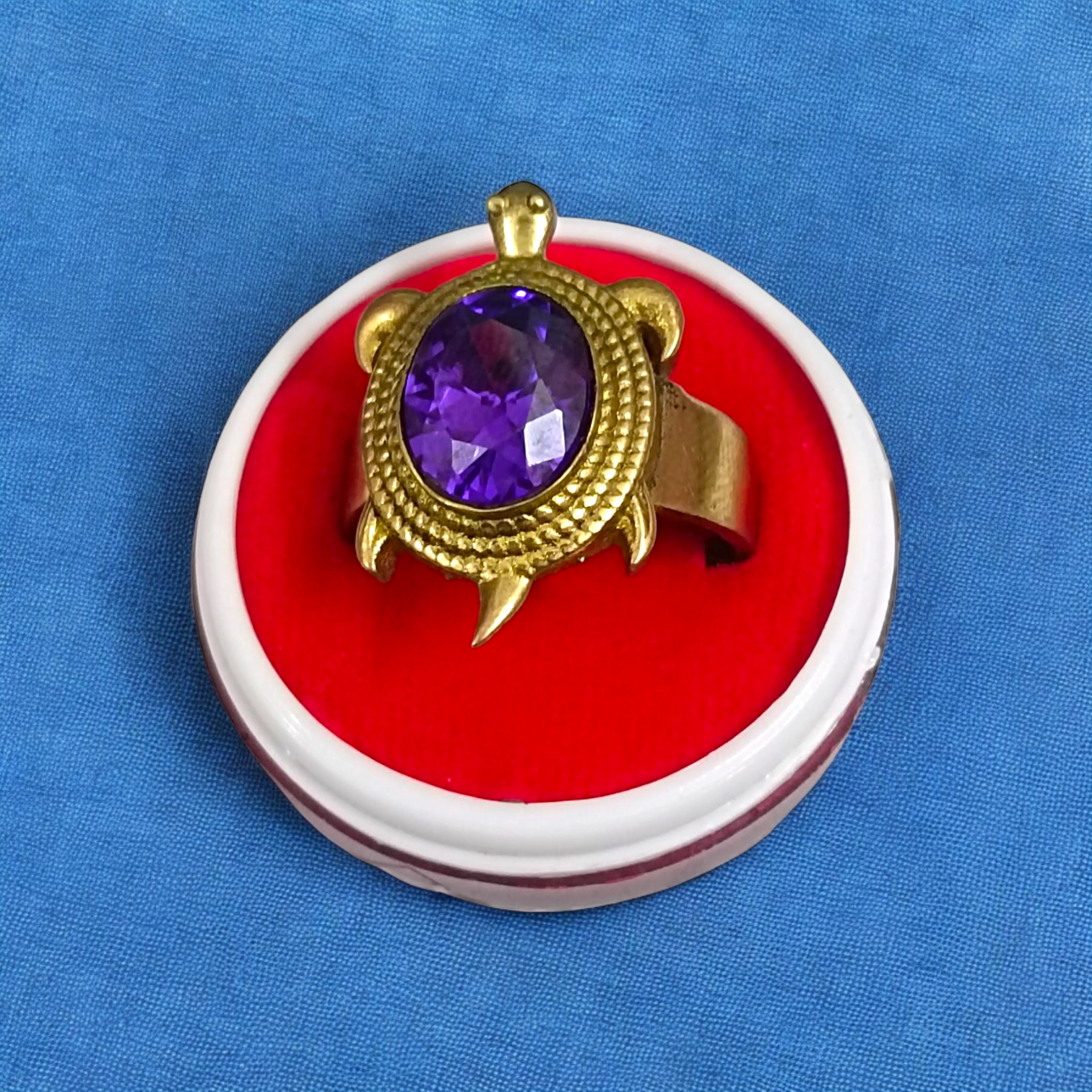 Kachua Jamunia Ring - Adjustable Turtle Design Ring with Jamunia Gemstone in Ashtdhatu for Men and Women.