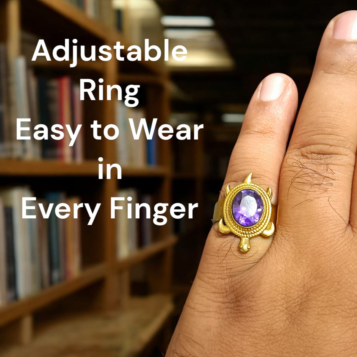 Kachua Jamunia Ring - Adjustable Turtle Design Ring with Jamunia Gemstone in Ashtdhatu for Men and Women.