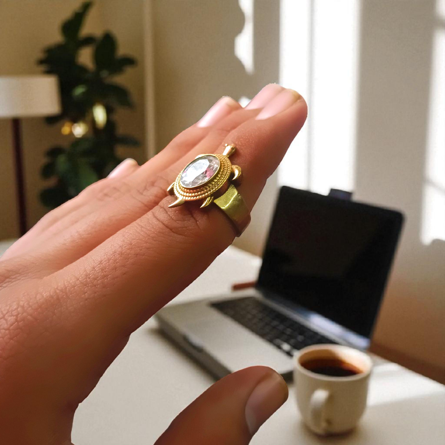 Kachua Jamunia Ring | Adjustable Kachua Ring for Men and Women | Jamunia Gemstone Ring in Ashtdhatu