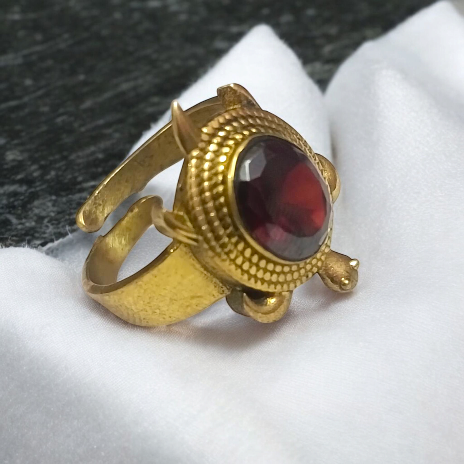 Kachua Manik Ring - Adjustable Ruby Gemstone Ring with Kachua Design in Ashtdhatu for Men and Women