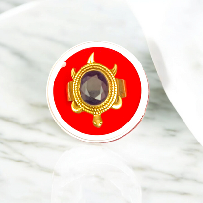Kachua Neelam Ring - Adjustable Blue Sapphire Gemstone Ring with Kachua Design in Ashtdhatu for Men and Women