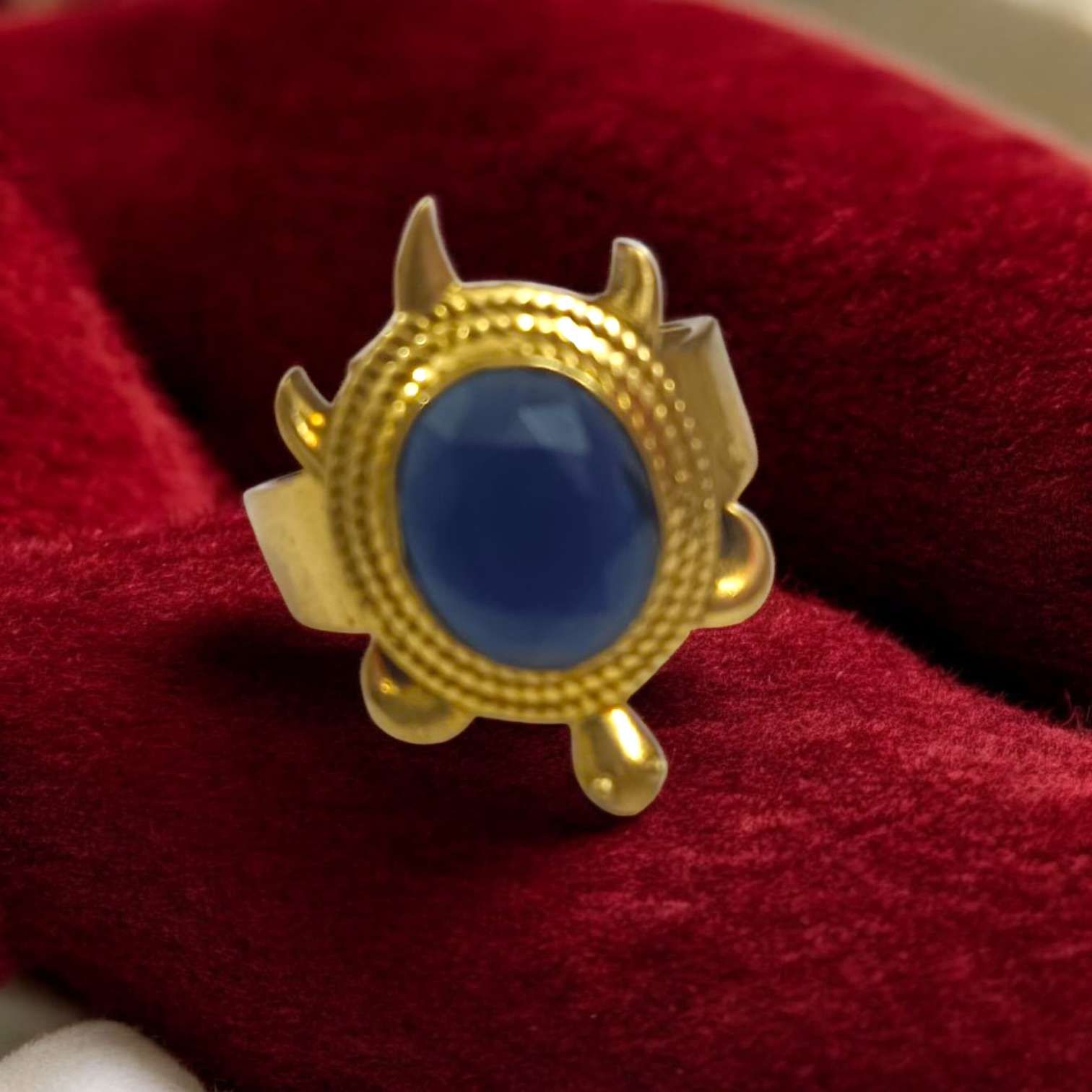 Kachua Neelam Ring - Adjustable Blue Sapphire Gemstone Ring with Kachua Design in Ashtdhatu for Men and Women